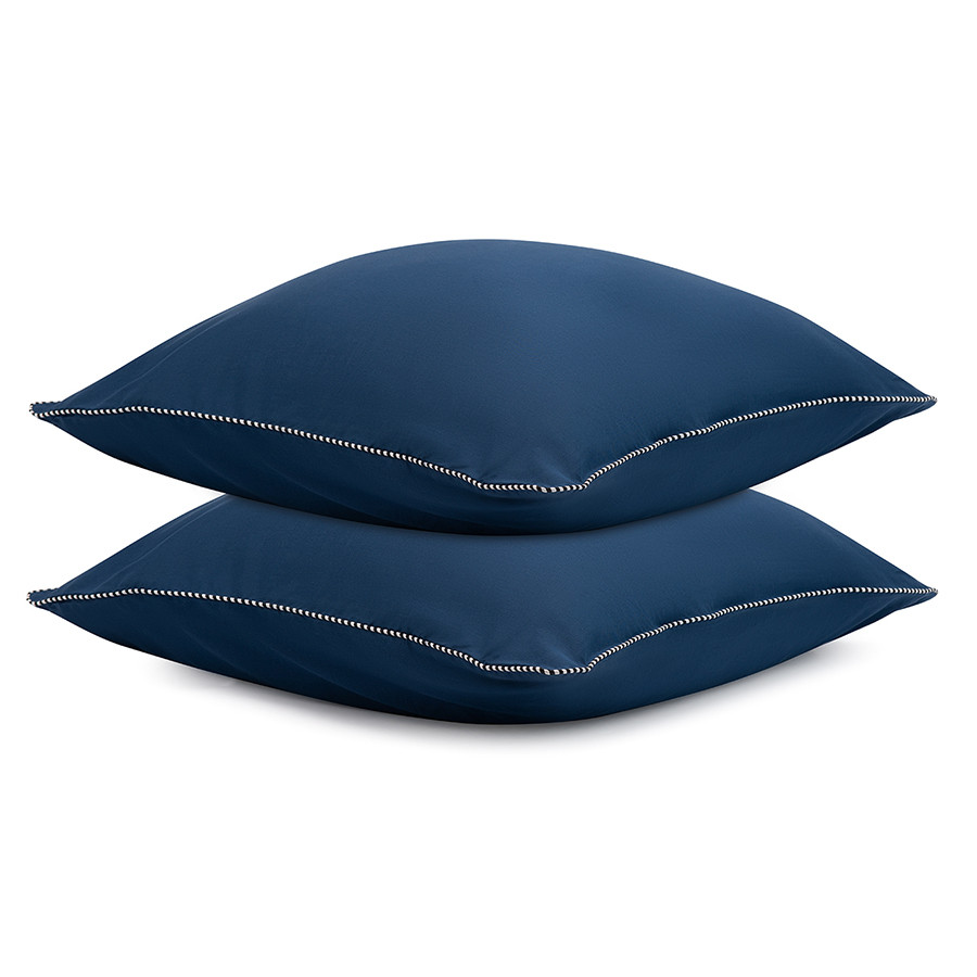 Набор из двух наволочек темно-синего цвета с контрастным кантом из коллекции essential, 70х70 см
