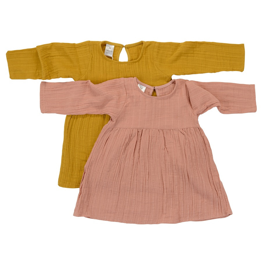Платье с длинным рукавом из хлопкового муслина цвета пыльной розы из коллекции essential 4-5y
