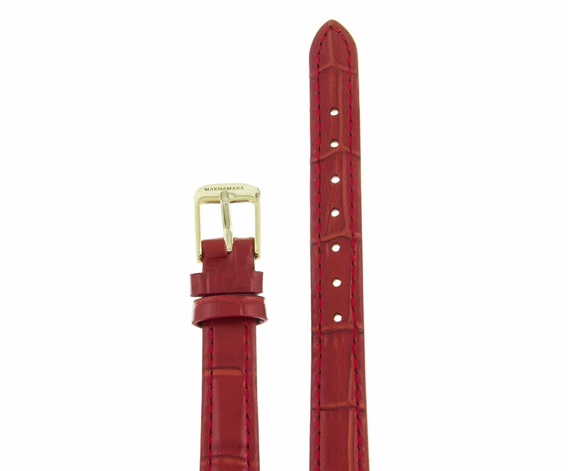 Ремешки maknamara 12 мм красн крокодил зол. заст mp-12085