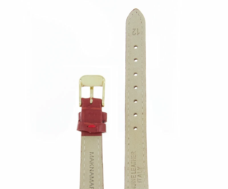 Ремешки maknamara 12 мм красн крокодил зол. заст mp-12085