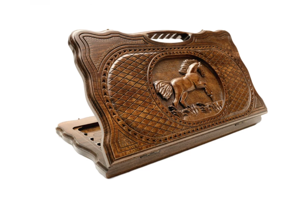 Нарды резные "Лошадь" с ручкой 50, Haleyan