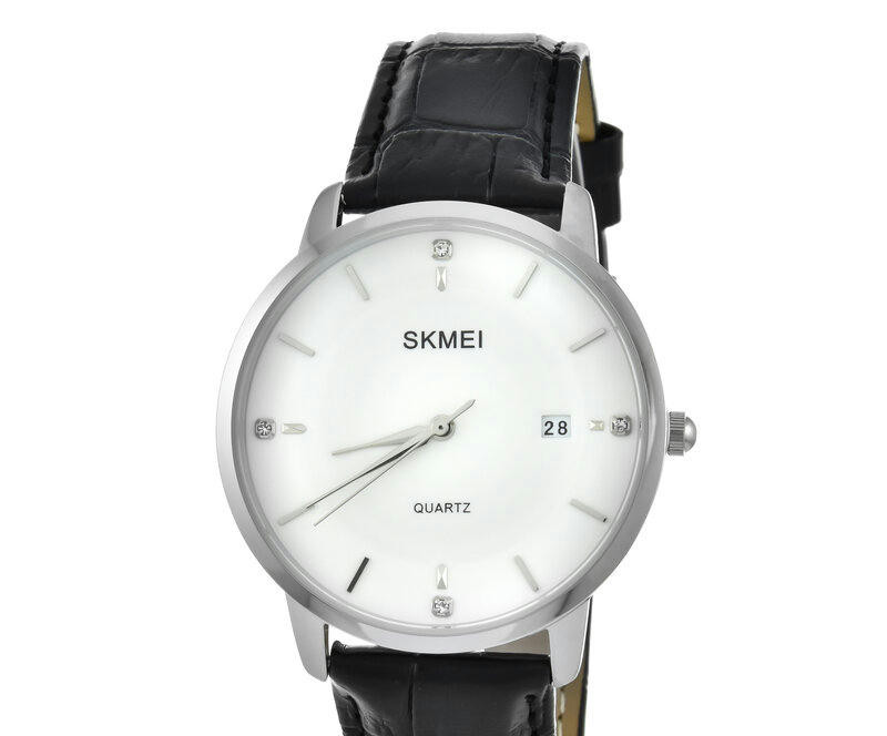 Skmei 1801LSIWT silver/white-black leather
