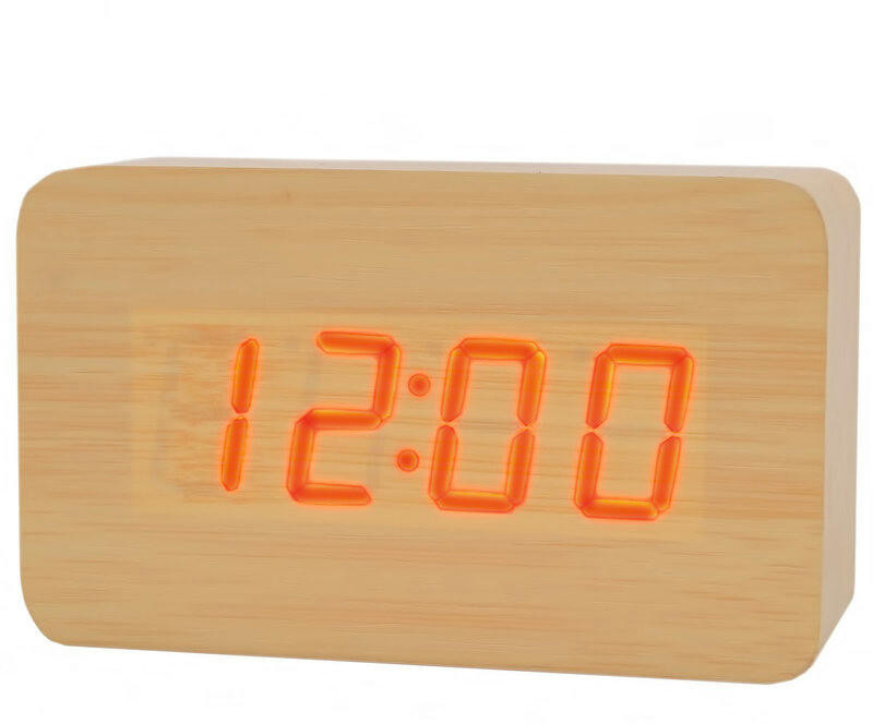 Сетевые часы vst863-1 крас.цифры (светло-коричневый)+usb кабель (без адаптера)