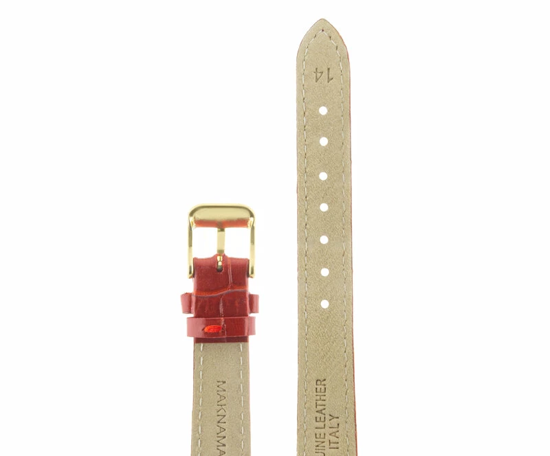 Ремешки maknamara 14 мм крас крокодил зол заст mp-14085