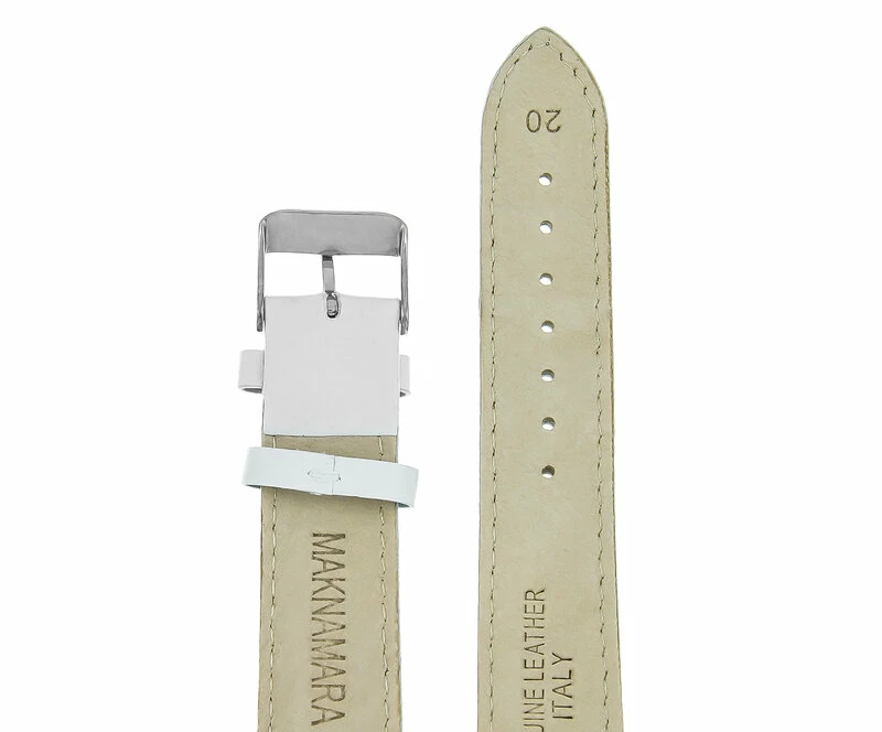 Ремешки maknamara 20 мм бел сереб заст МР-20102