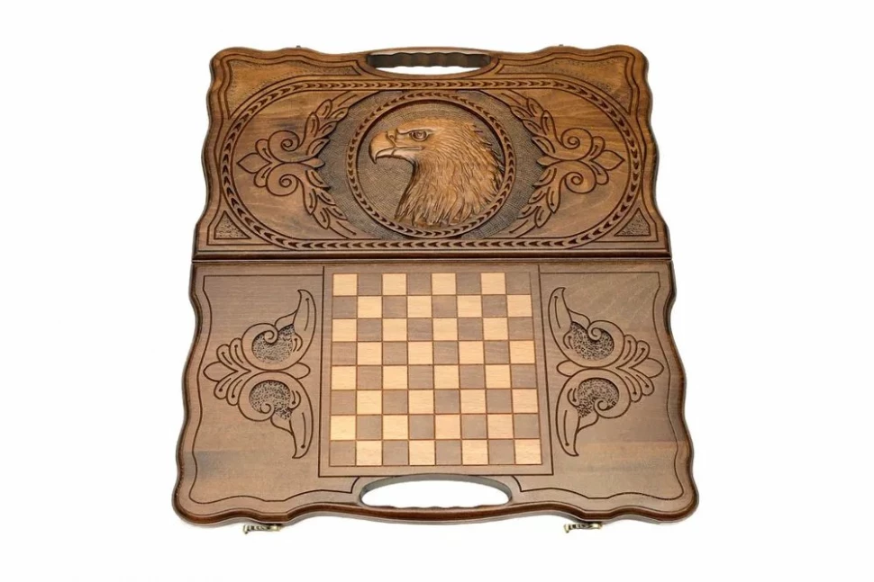 Нарды резные "Орел" с ручкой 50, Haleyan