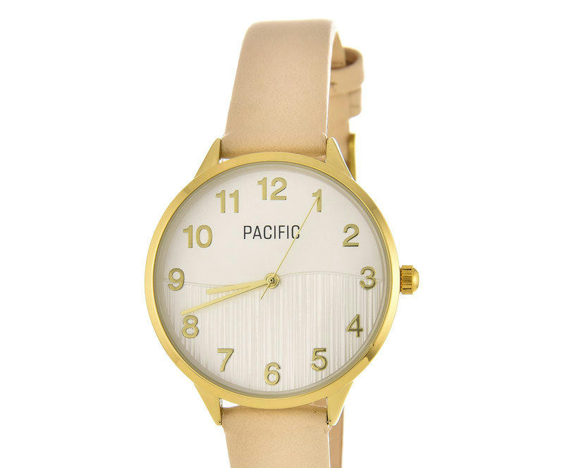 Наручные часы pacific x6176-09 корп-золот циф-бел беж ремень