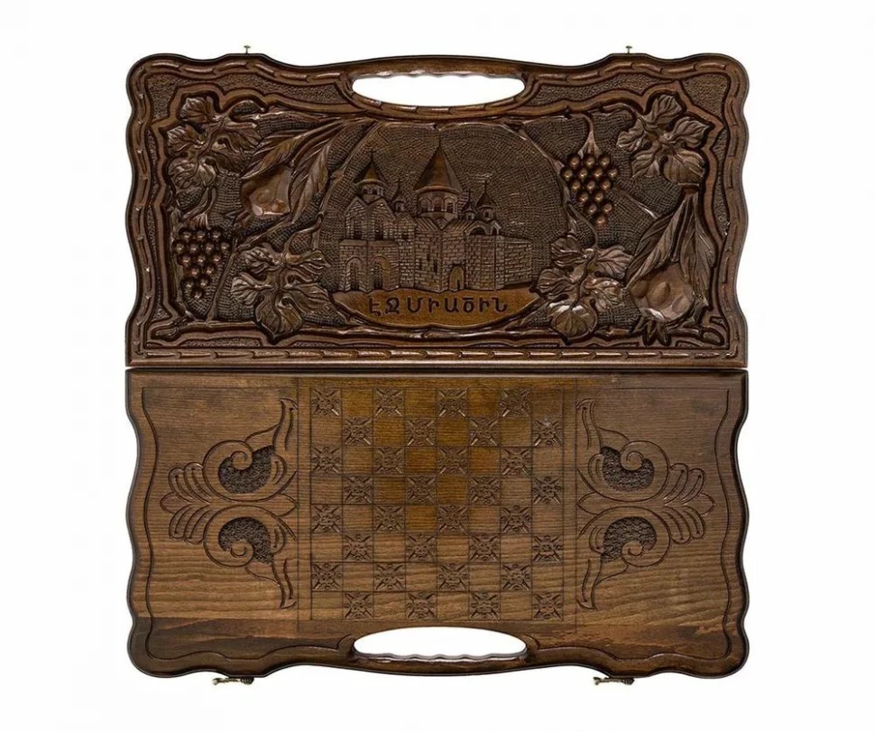 Нарды резные "Эчмиадзин" с ручкой 50, Haleyan