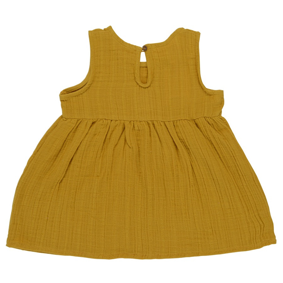 Платье без рукава из хлопкового муслина горчичного цвета из коллекции essential 4-5y