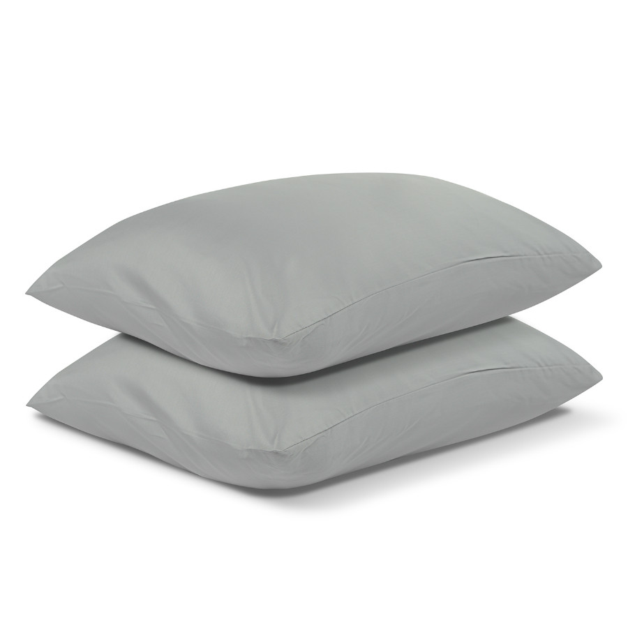 Комплект постельного белья полутораспальный из сатина светло-серого цвета из коллекции essential