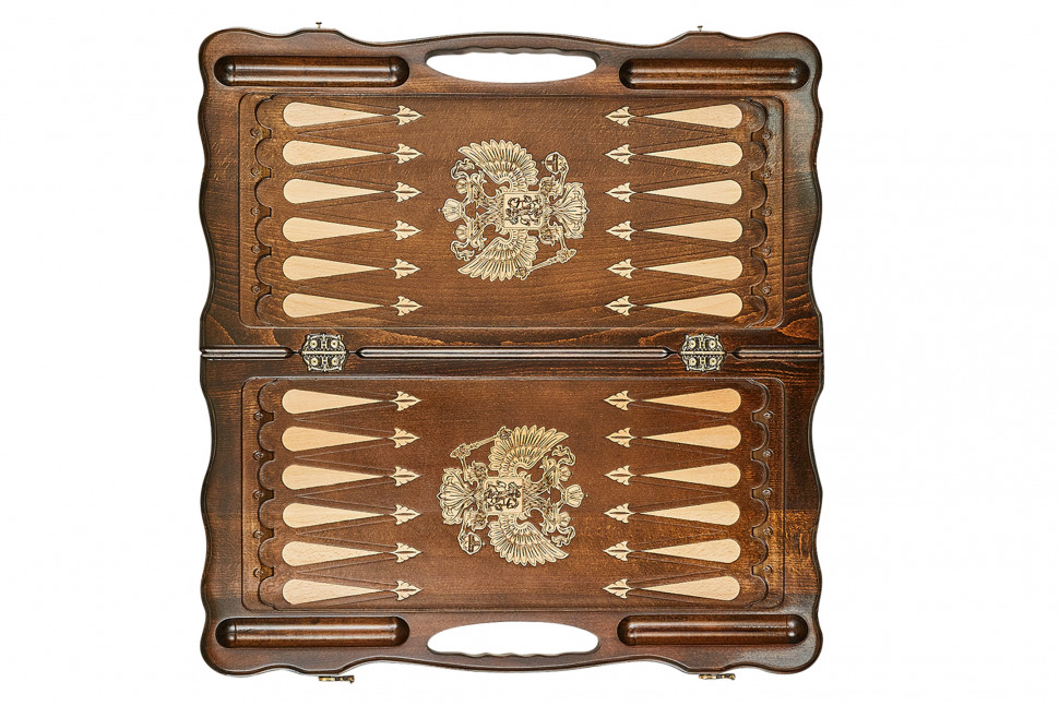 Нарды резные "Герб РФ 3" с бронзой 60, Haleyan