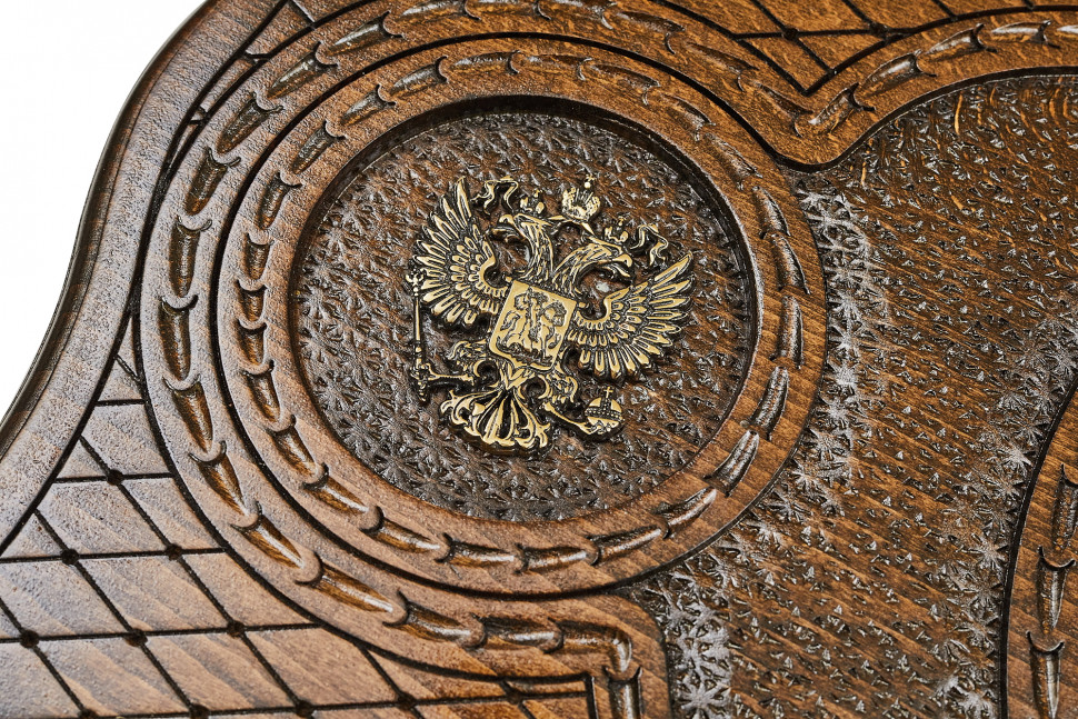 Нарды резные "Герб РФ 3" с бронзой 60, Haleyan
