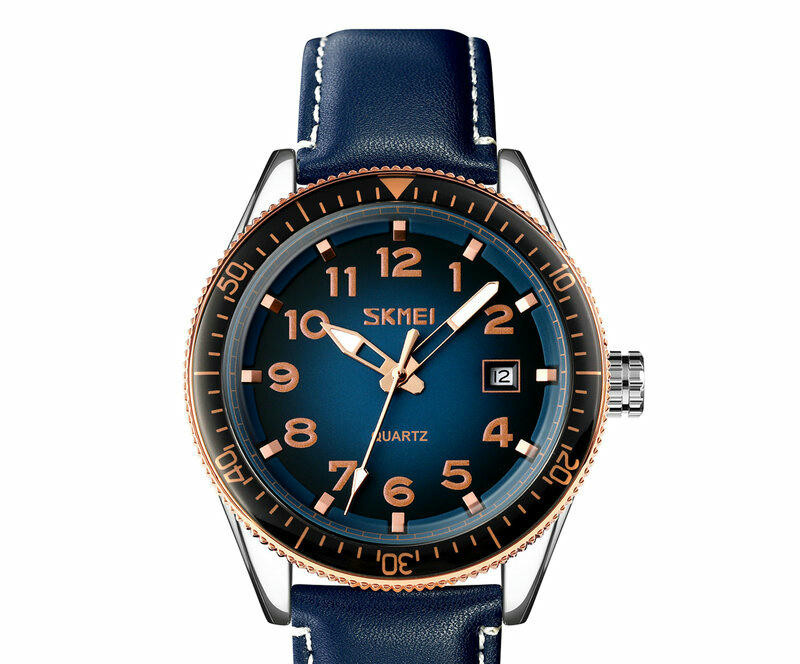 Наручные часы skmei 9232lrgbu rose gold/blue leather