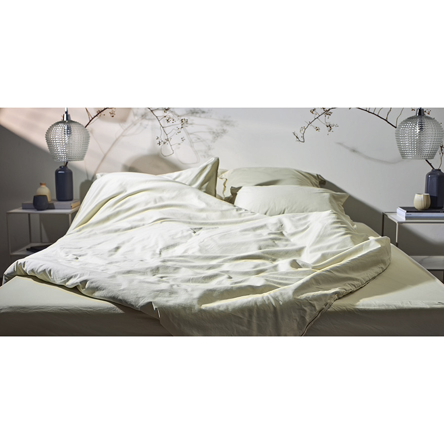 Комплект постельного белья из сатина серо-бежевого цвета с брашинг-эффектом из коллекции essential, 150х200 см