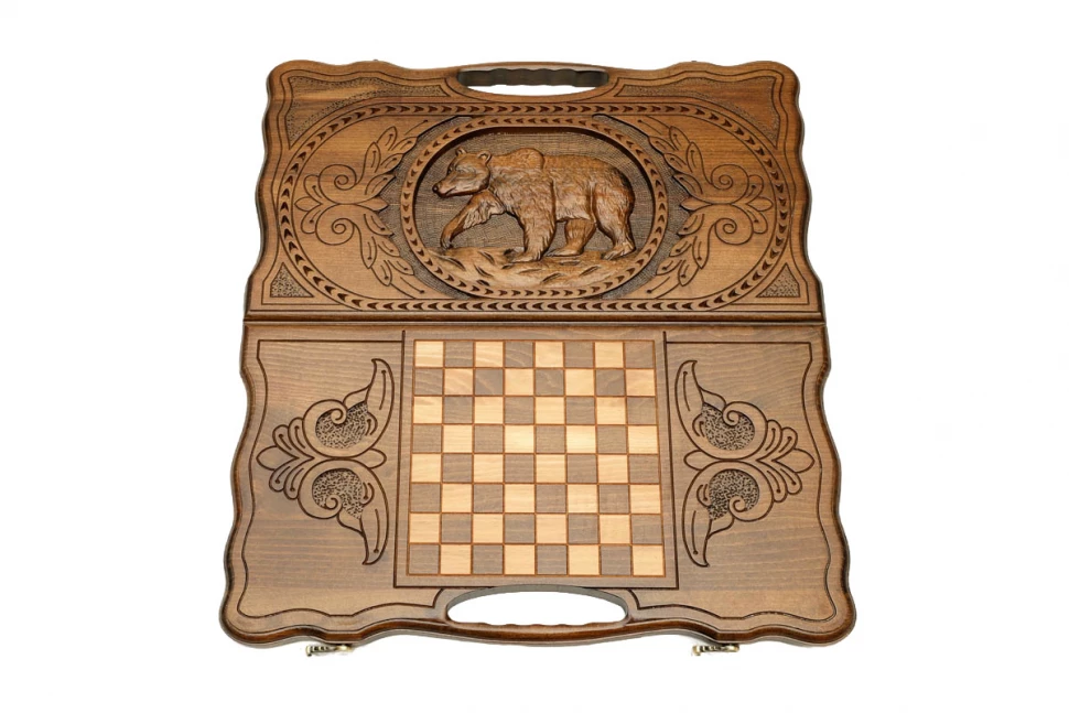 Нарды резные "Медведь" с ручкой 50, Haleyan