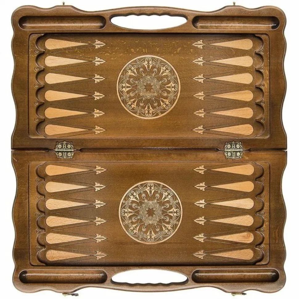 Шахматы + нарды резные "Антемион" 60 с ручкой, Haleyan