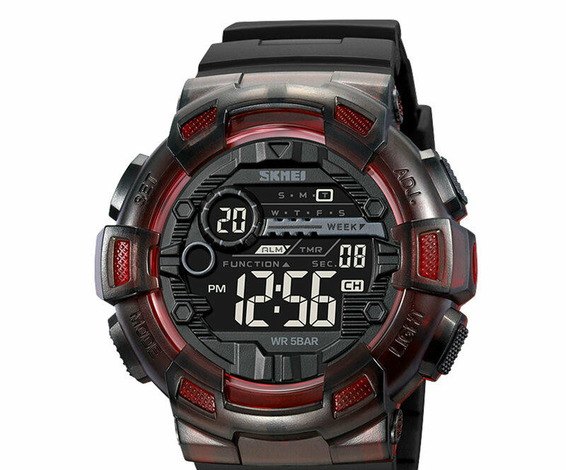 Наручные часы skmei 2110bkrd black/red transpared