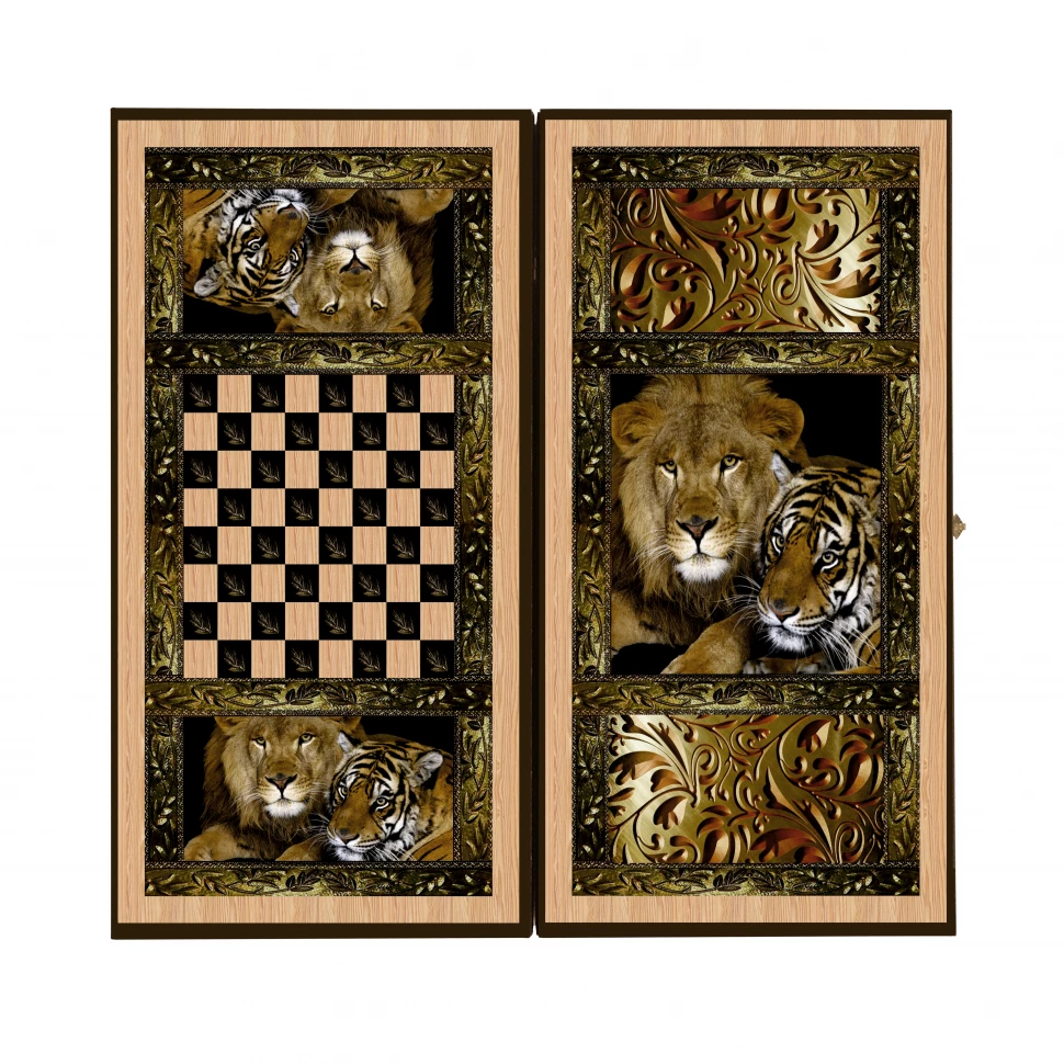 Нарды + Шашки Сирия Львы малые (Россия, дерево, 40 см), Partida