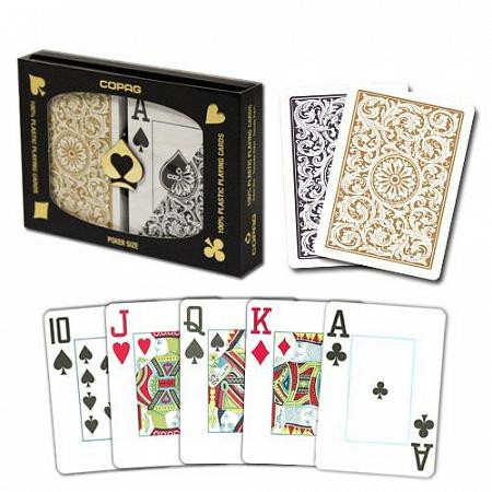 Карты "Copag Poker Size Jumbo 1546 Double Deck (Black, Gold)"