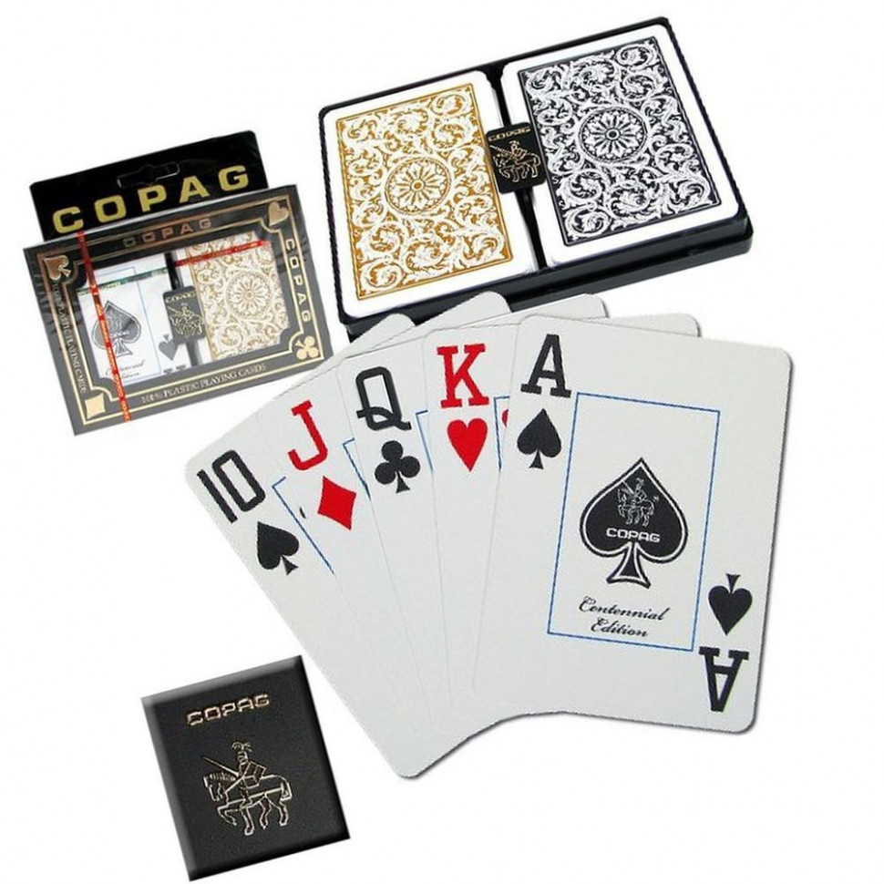 Карты "Copag Poker Size Jumbo 1546 Double Deck (Black, Gold)"