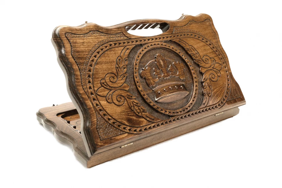 Нарды резные "Корона" с ручкой 40, Haleyan