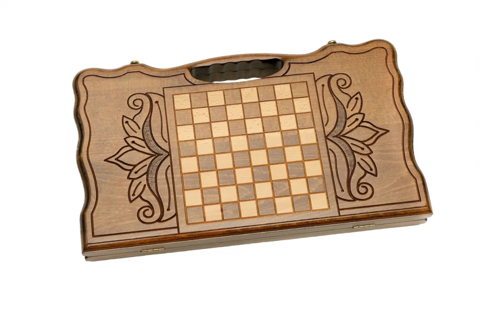 Нарды резные "Корона" с ручкой 40, Haleyan