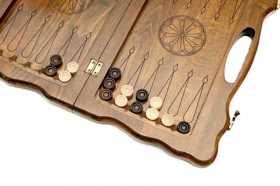 Нарды резные "Корона" с ручкой 40, Haleyan