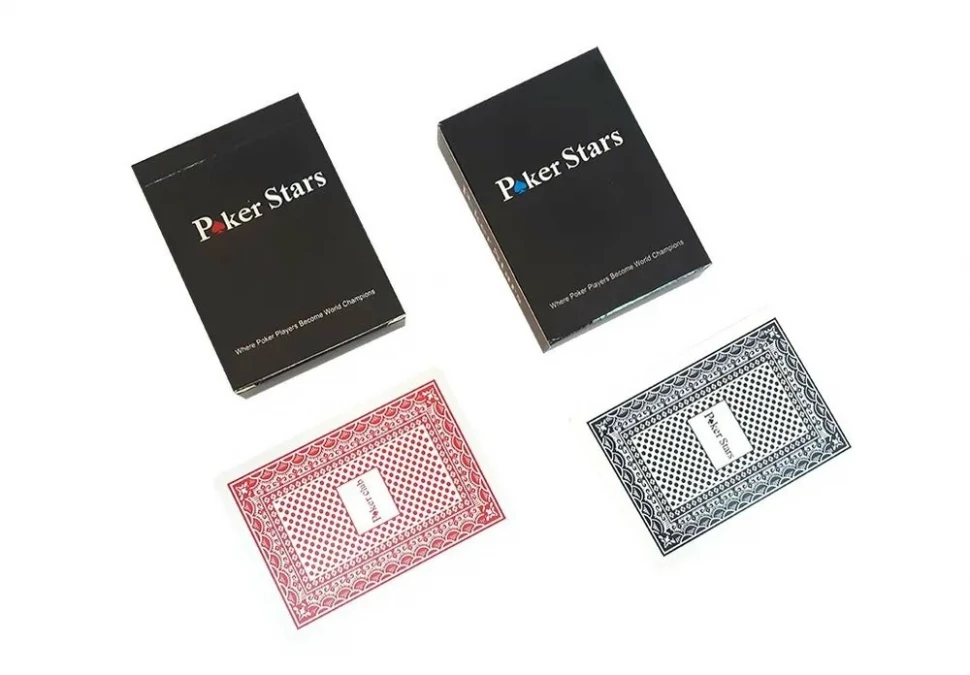 Карты для покера Poker Stars, пластик, красные и синие (комплект из 2-х колод)