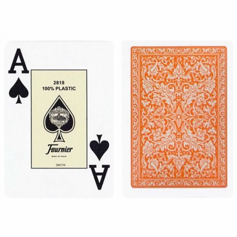 Карты "Fournier 2818 orange" 100% пластик