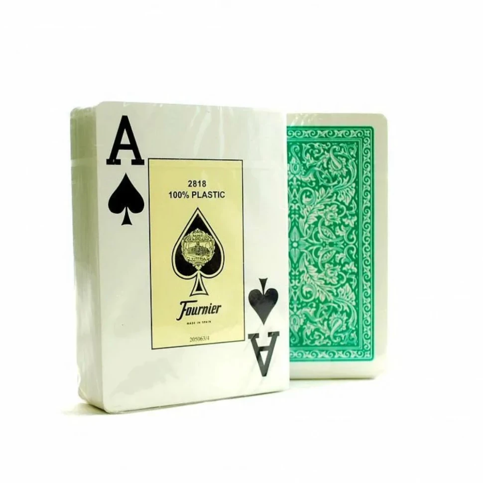 Карты "Fournier 2818 green" 100% пластик