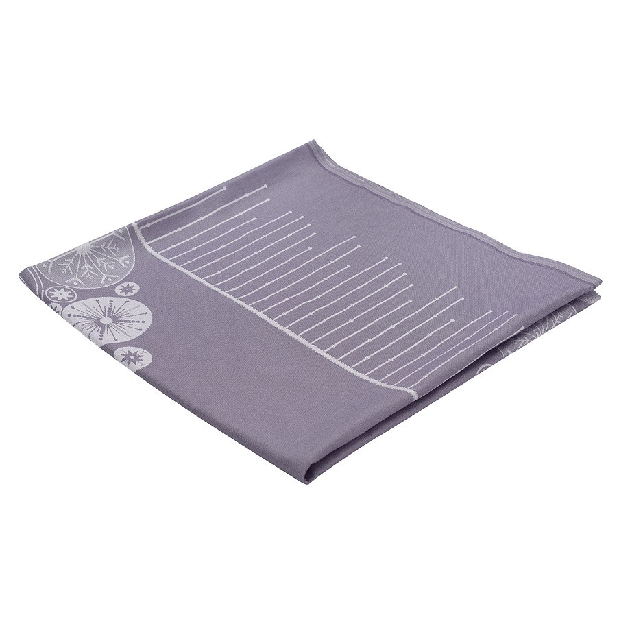 Скатерть из хлопка фиолетово-серого цвета с рисунком Ледяные узоры, new year essential, 180х260см