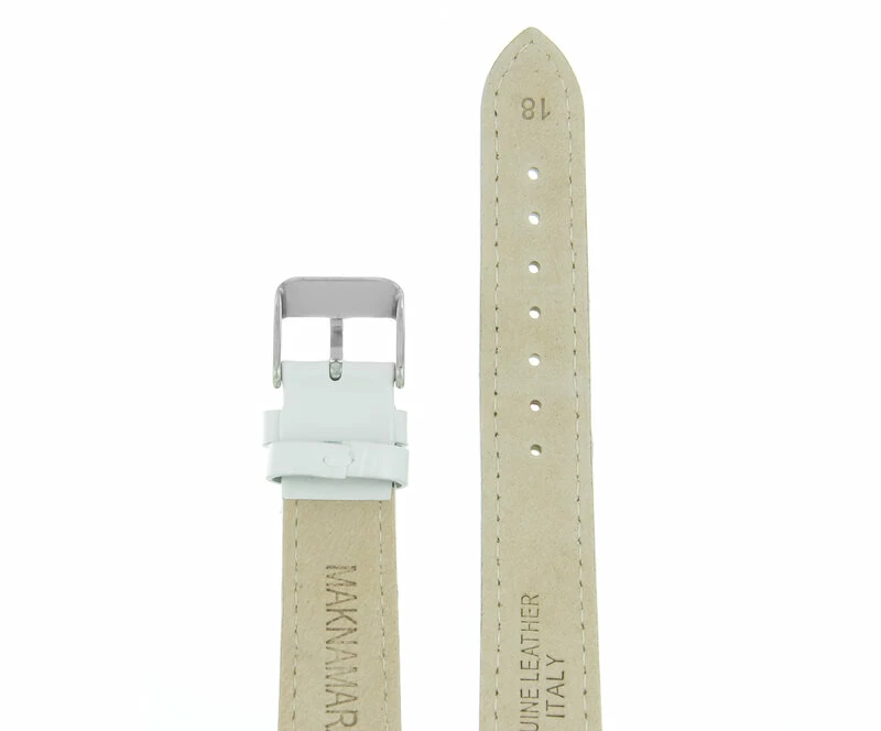 Ремешки maknamara 18 мм бел лак сер заст mp-18101