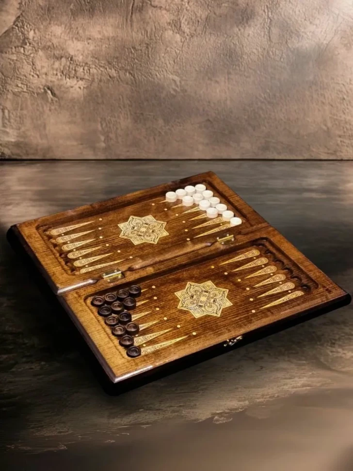 Нарды резные "Золотой Узор 1" 40, Mirzoyan