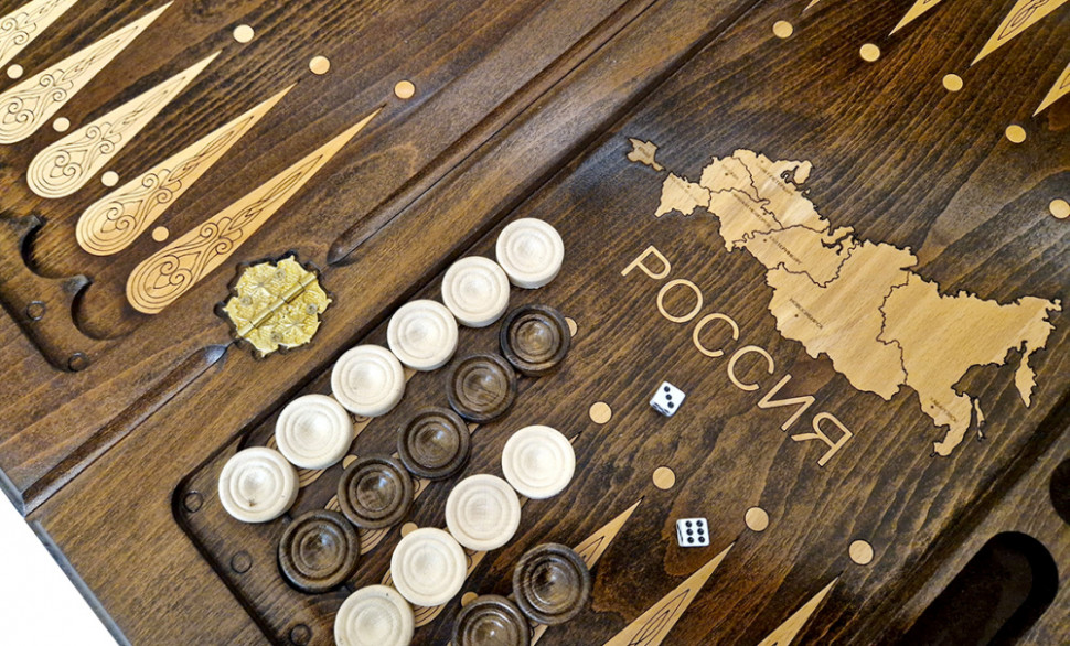 Нарды резные "Герб РФ 4" 60, Mirzoyan