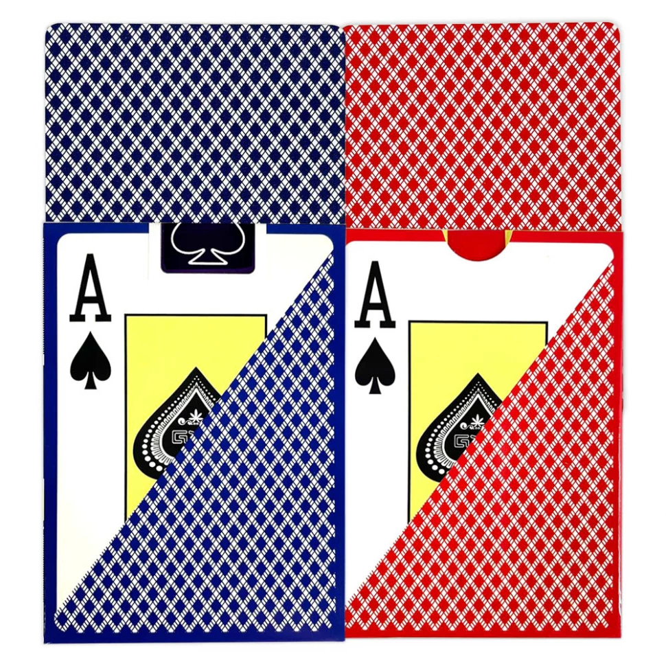 Карты для покера "Texas Holdem", 100% пластик, красные и синие (комплект из 2-х колод)