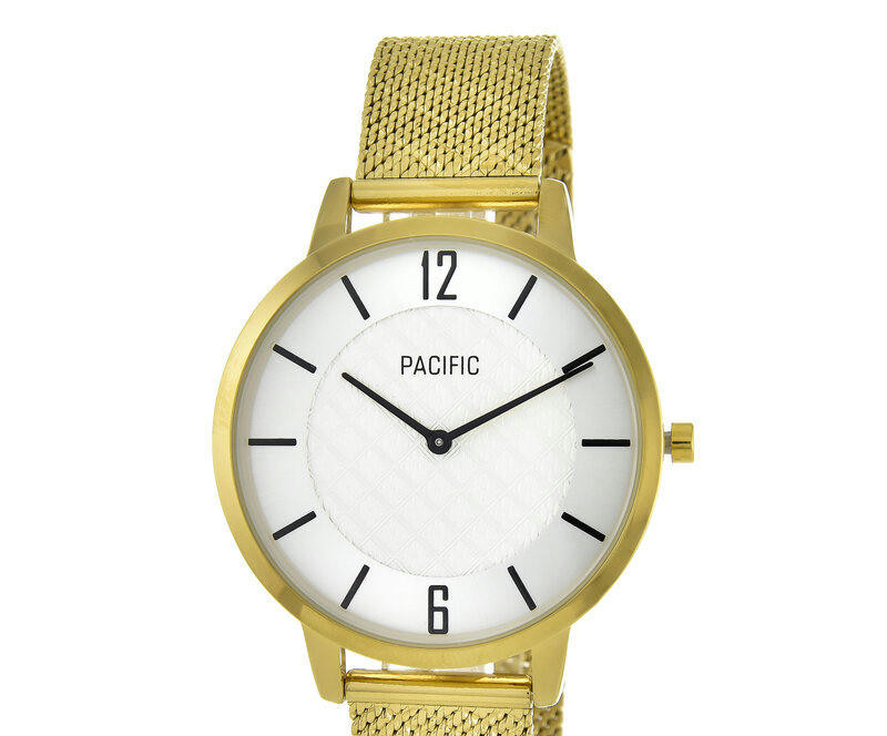 Наручные часы pacific x6190-3 корп-золот циф-бел/черн сетка