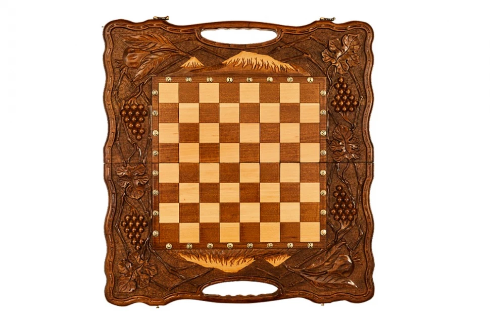 Шахматы + нарды резные "Неркени" 60, с ручкой, Haleyan