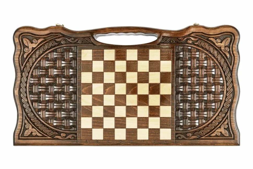 Нарды резные "Армянский узор 11" с ручкой 60, Haleyan