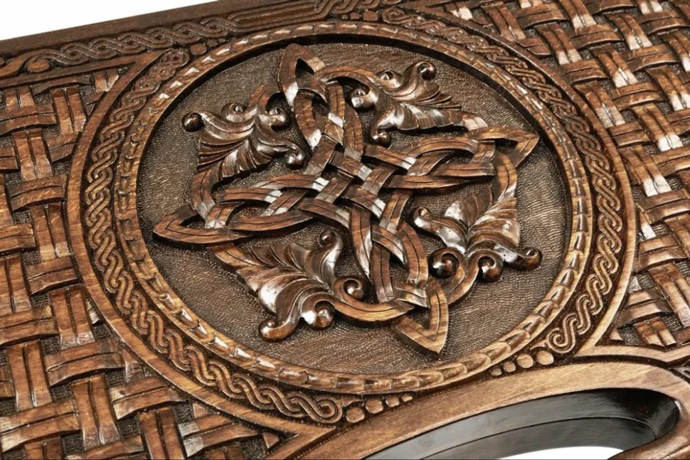 Нарды резные "Армянский узор 11" с ручкой 60, Haleyan