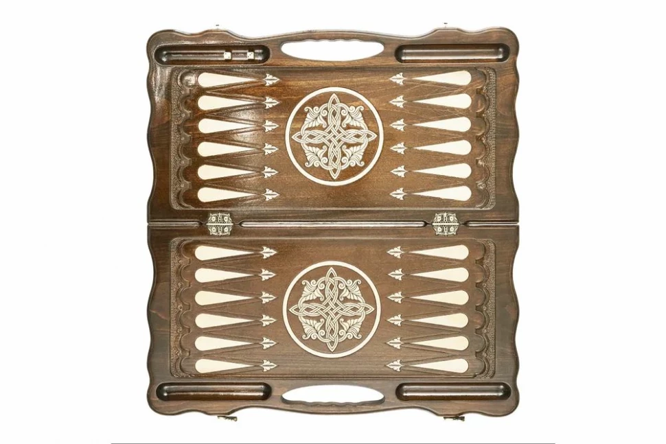 Нарды резные "Армянский узор 11" с ручкой 60, Haleyan