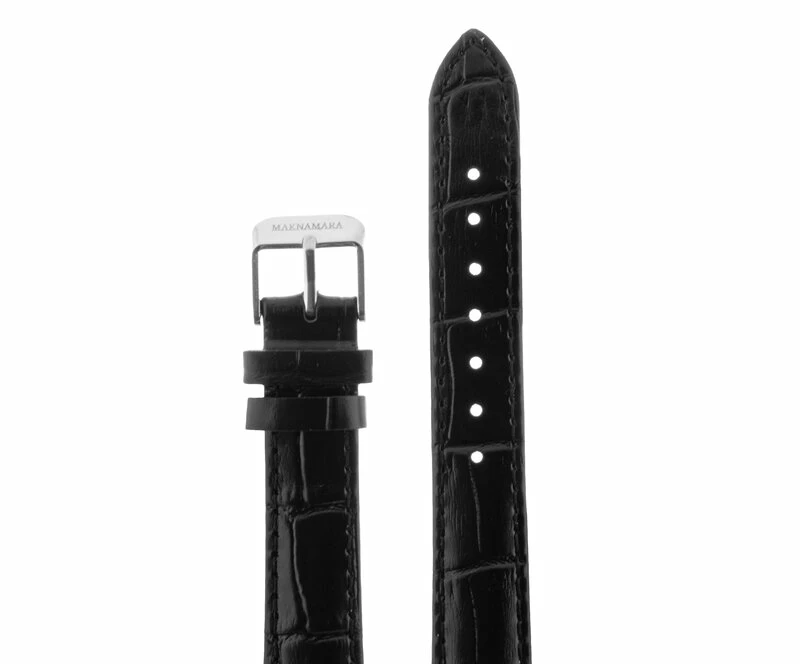 Ремешки maknamara 16 мм чер крокодил сер заст mp-16018