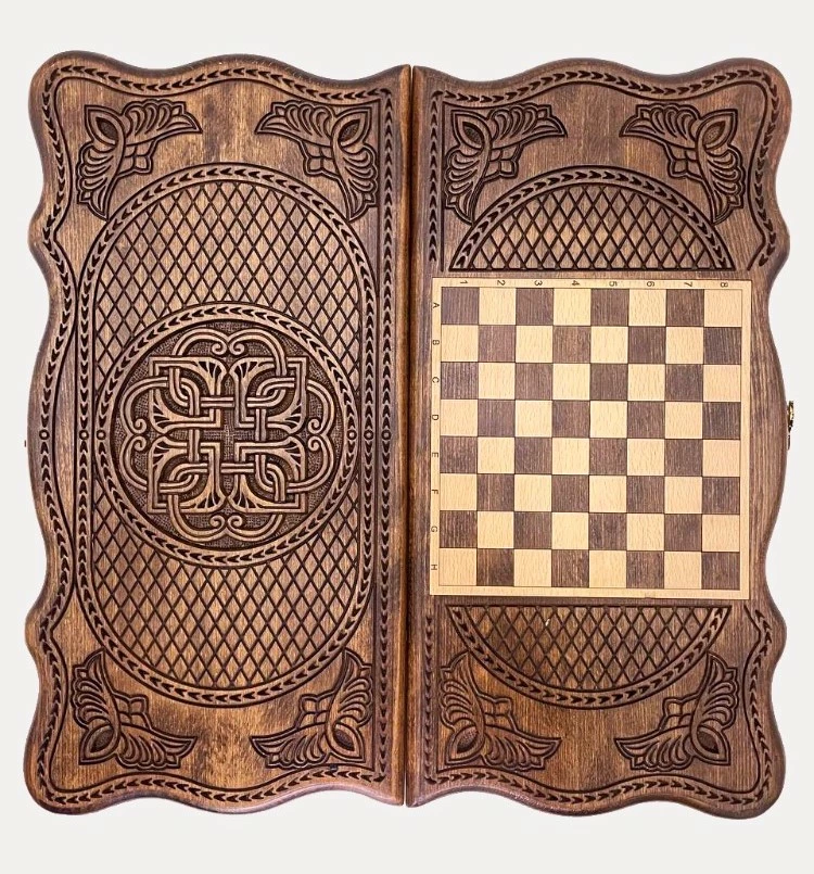 Нарды резные "Тёмный Узор 4" 50, Mirzoyan