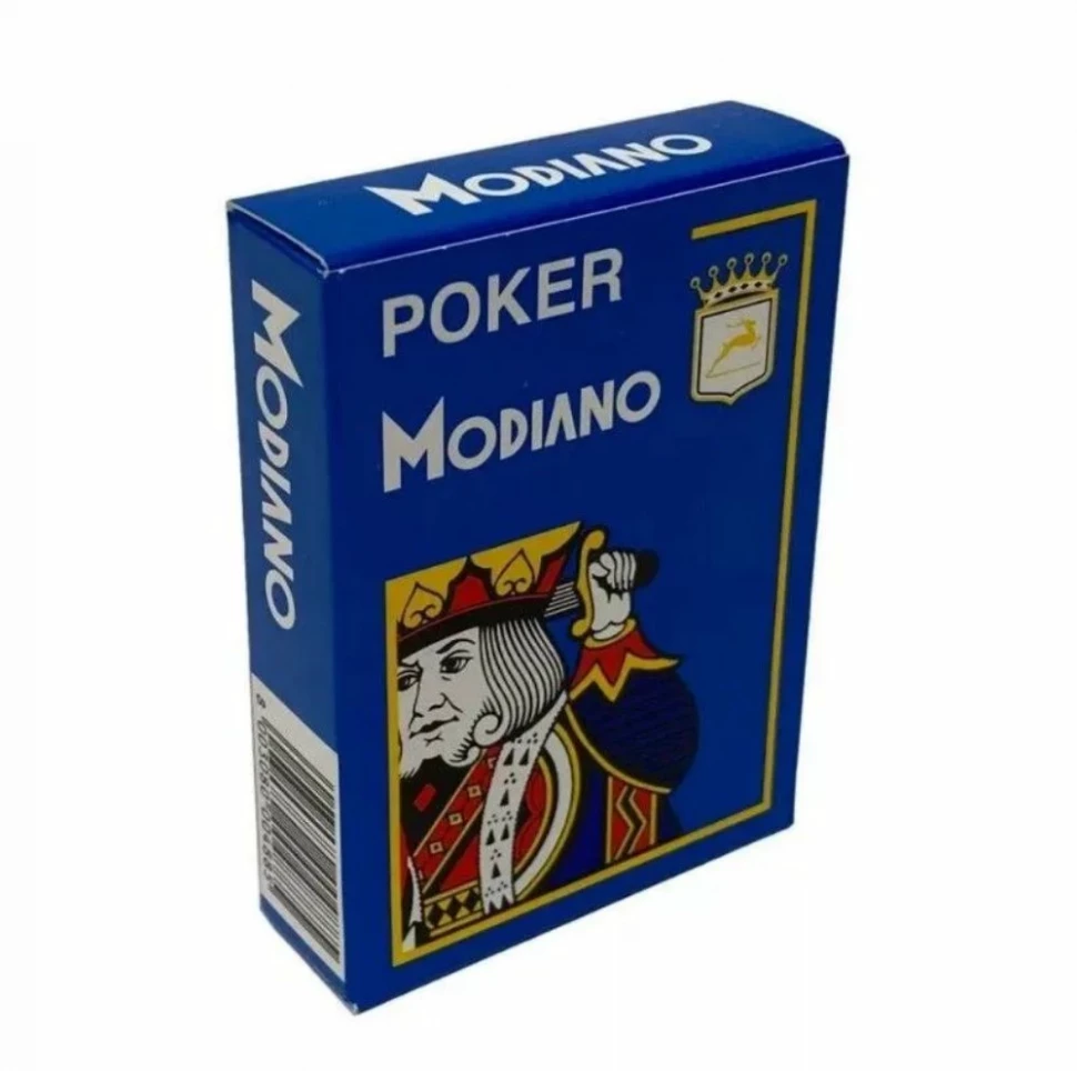 Карты "Modiano Poker" 100% plastic 4 jumbo index blue