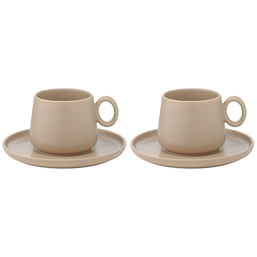 Набор из двух чайных пар бежевого цвета из коллекции essential, 250 мл