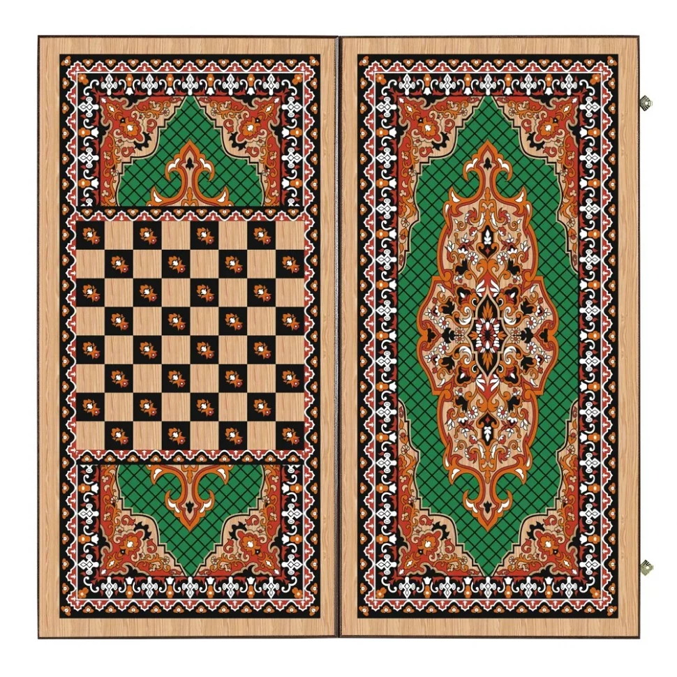 Нарды + Шашки Сирия Зеленые большие (Россия, дерево, 60 см), Partida