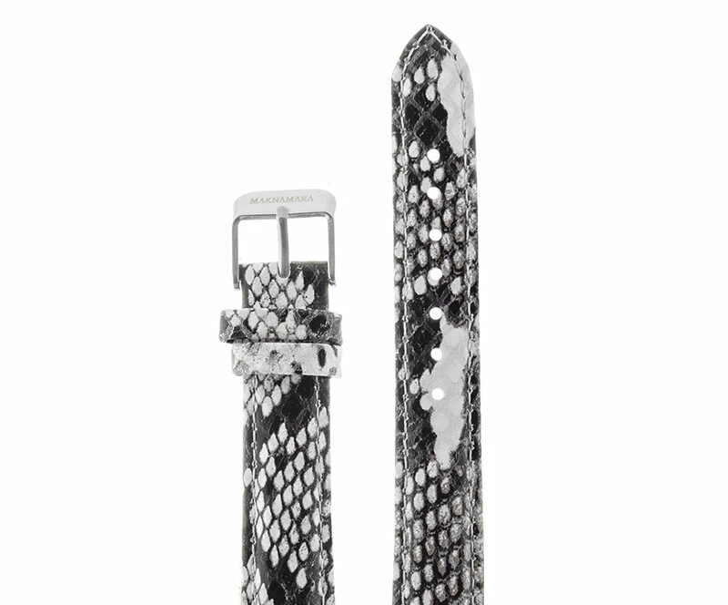 Ремешки maknamara 16 мм змея чер-бел сер заст МР-16124