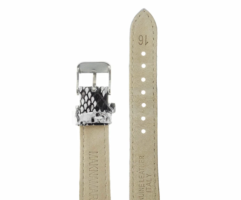 Ремешки maknamara 16 мм змея чер-бел сер заст МР-16124