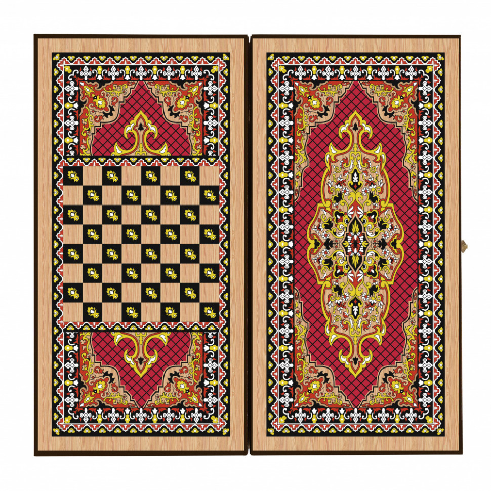 Нарды + Шашки Сирия Красные средние (Россия, дерево, 50 см), Partida