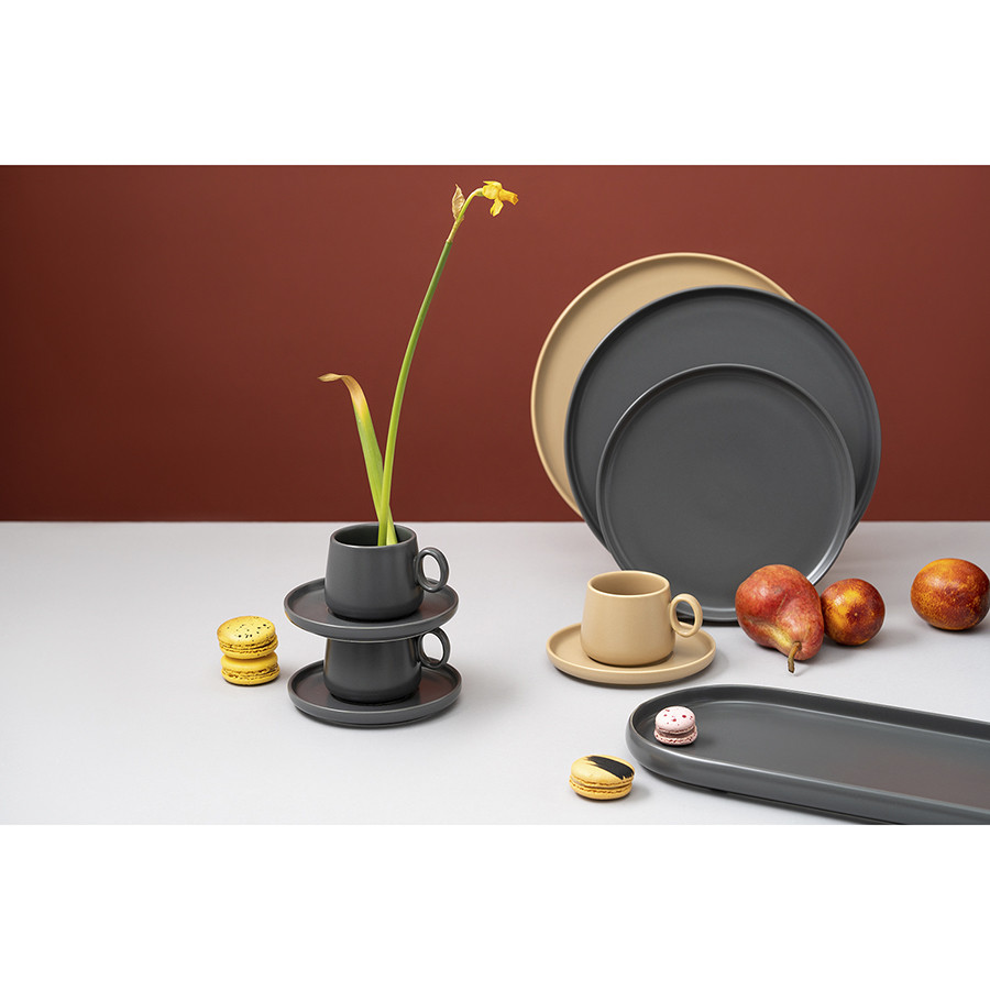 Набор из двух тарелок темно-серого цвета из коллекции essential, 25 см