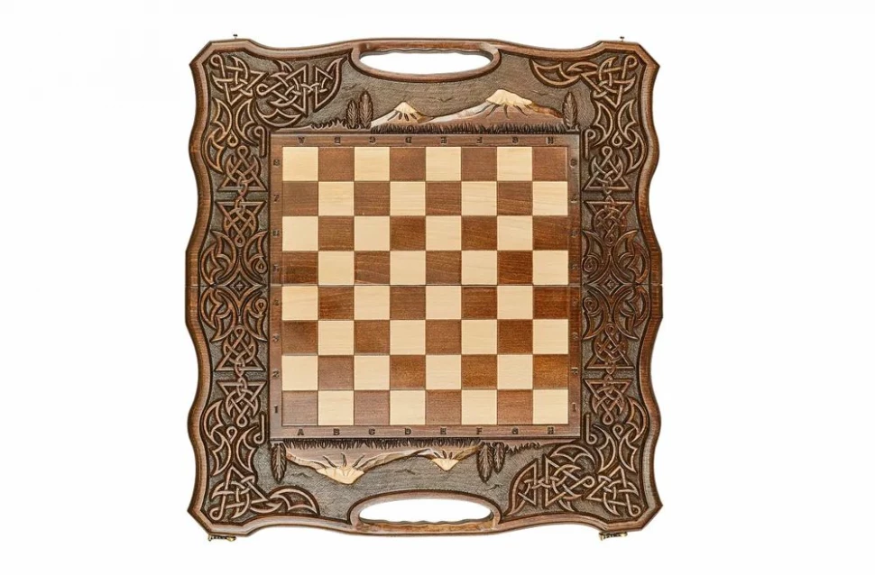 Шахматы + нарды резные с Араратом 2, ручкой, Haleyan